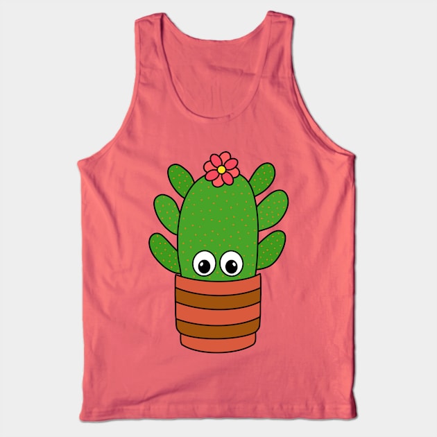 Cute Cactus Design #324: Cactus With Cute Flower In Pot Tank Top by DreamCactus